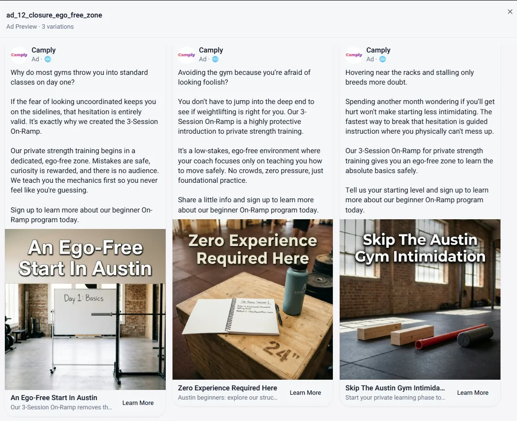 Camply Closure ad — acknowledges hesitation