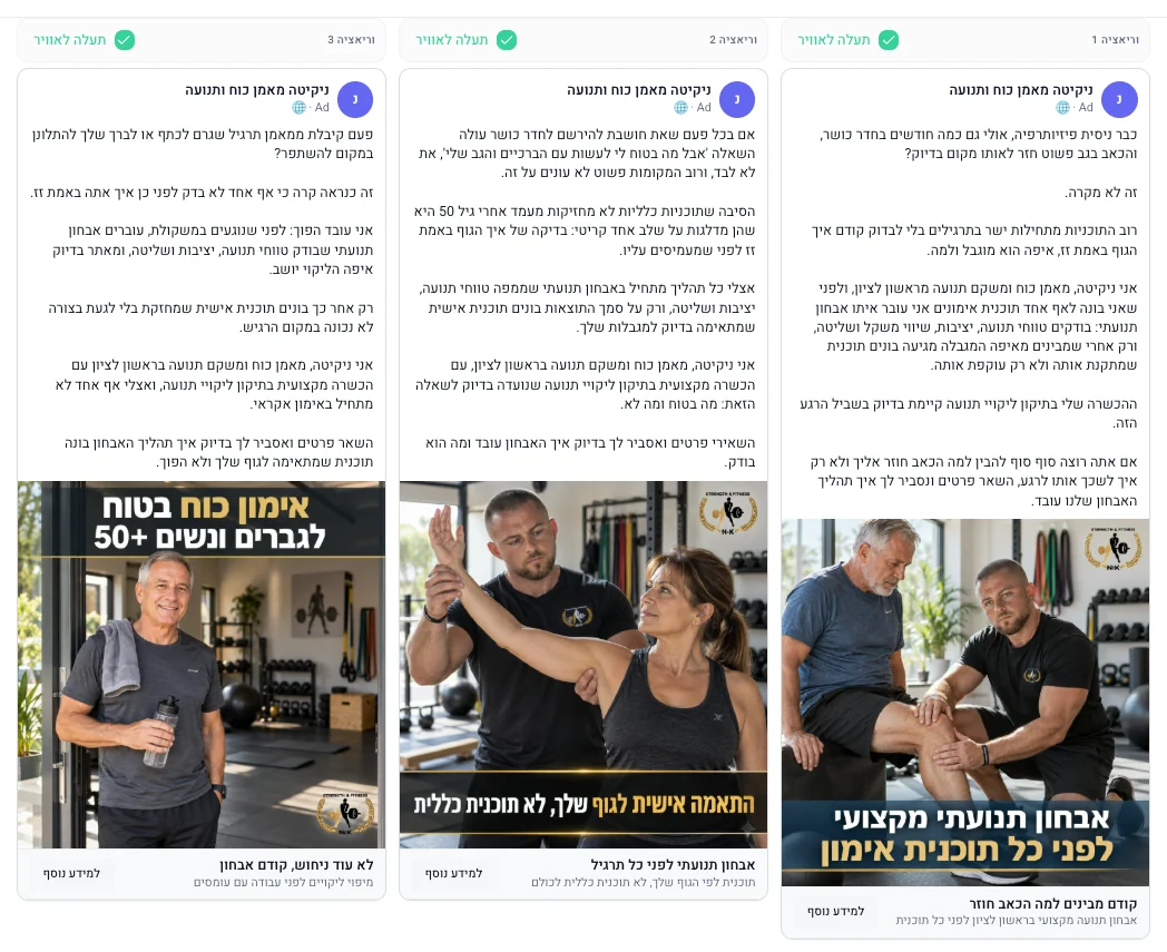 קופי וקריאייטיב שמוכרים — אוטומטית